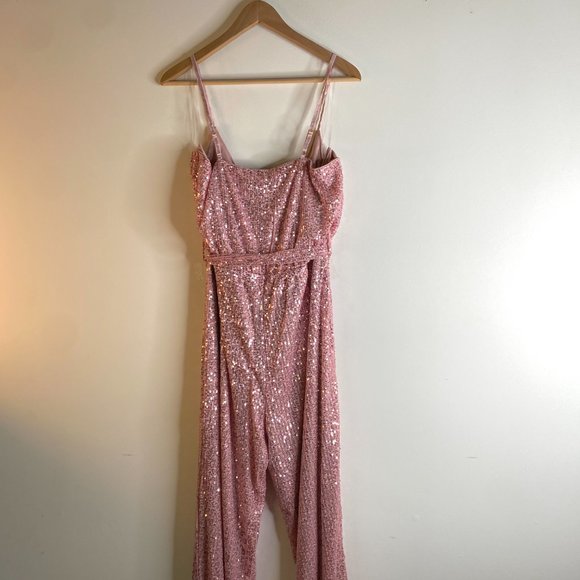 Fashion Nova Pink Sequin Jumpsuit - Picture 2 of 4